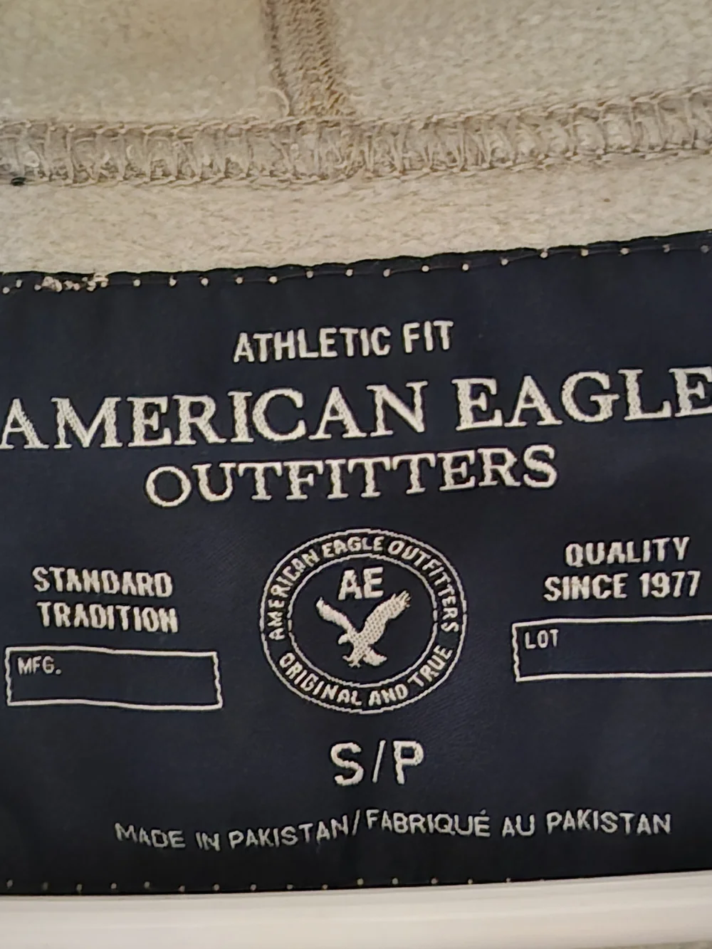American Eagle Mens Small Gray Varsity Spell Out Pullover Fleece Hoodie 5074